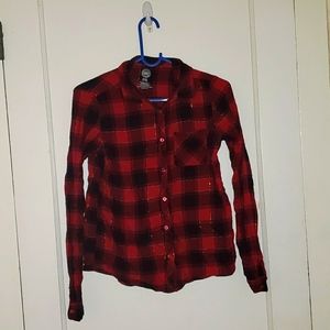 Girl's Size XL Plaid Button Up Blouse